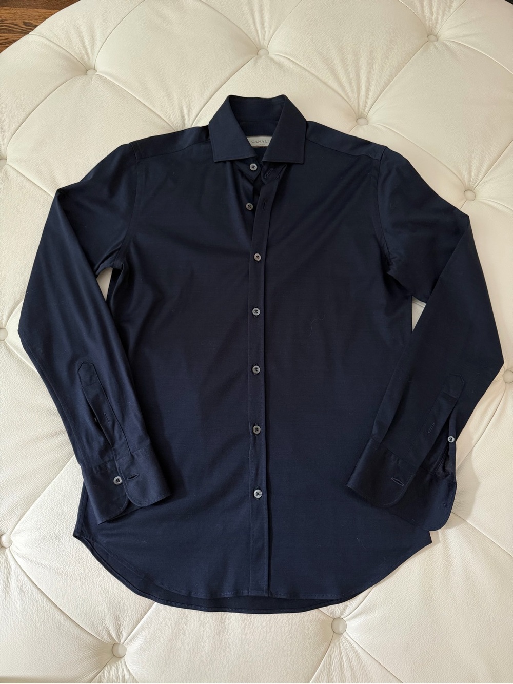 Canali Men's Dark Navy Button-Up Dress Shirt